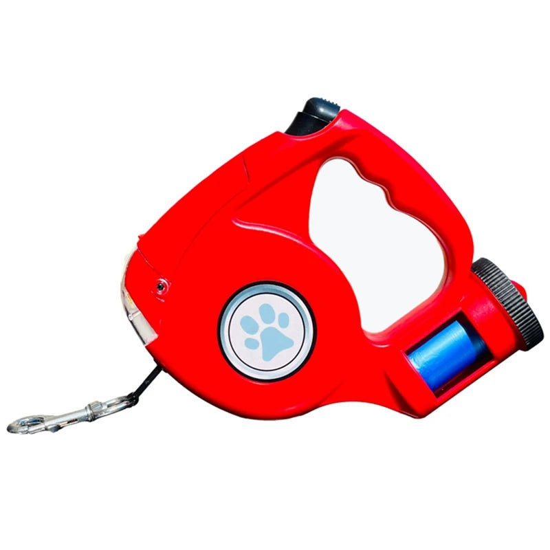 laisse enrouleur avec lumière et sac rouge