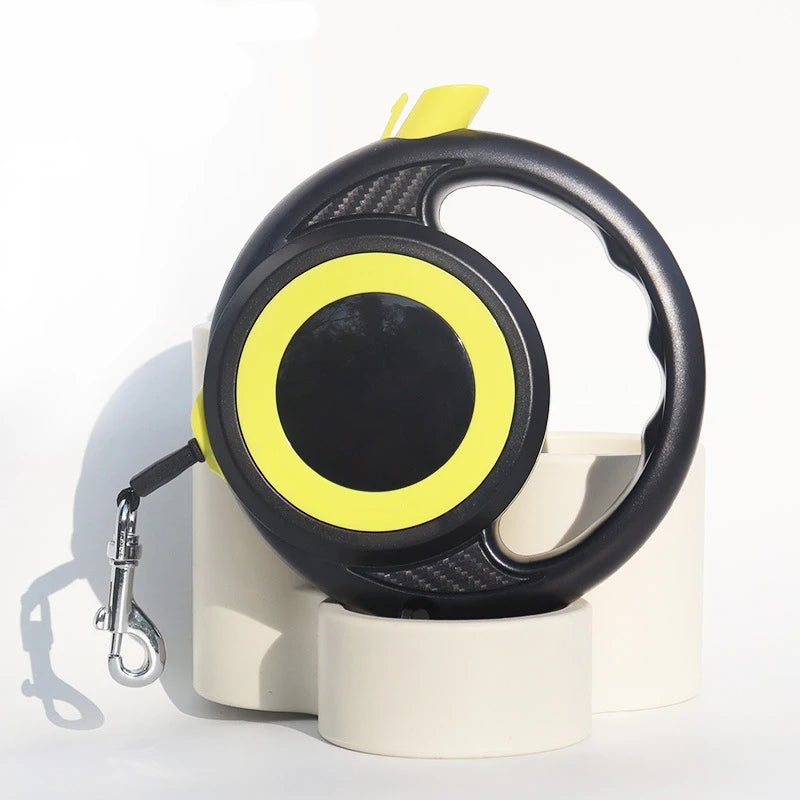 laisse enrouleur design noir et jaune