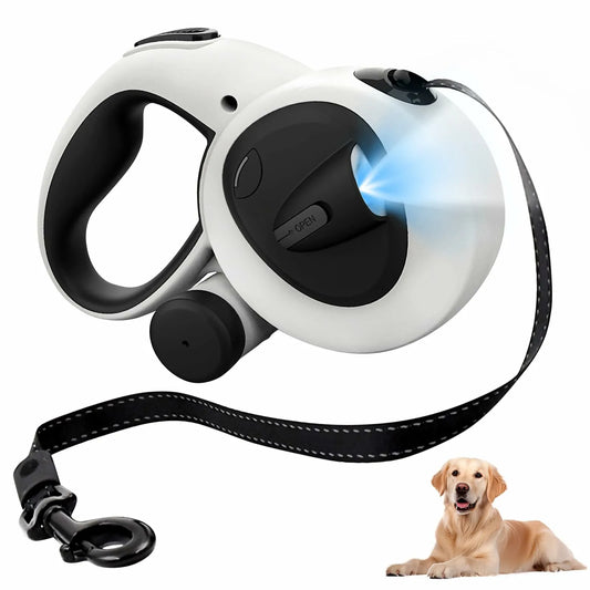 laisse enrouleur gros chien lampe et sac