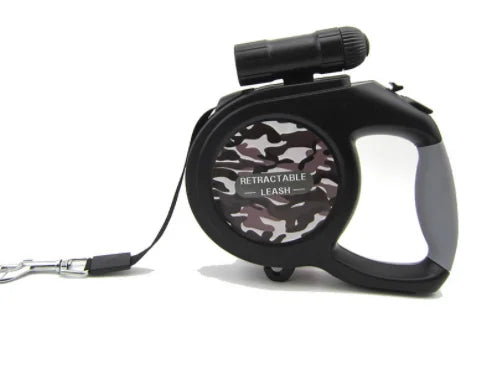 laisse enrouleur gros chien lampe gris