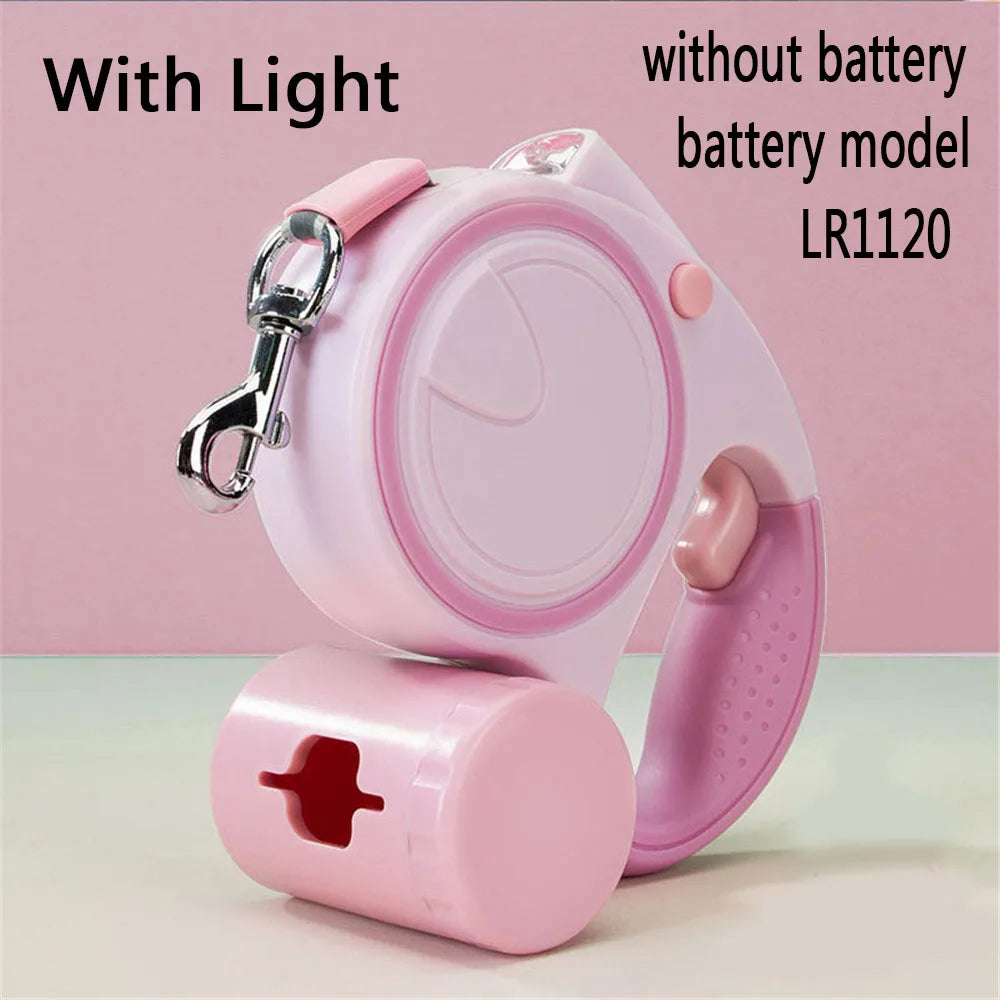 laisse enrouleur lampe et sac rose