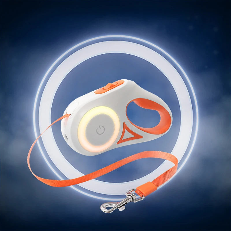 laisse enrouleur lumineuse avec lampe orange