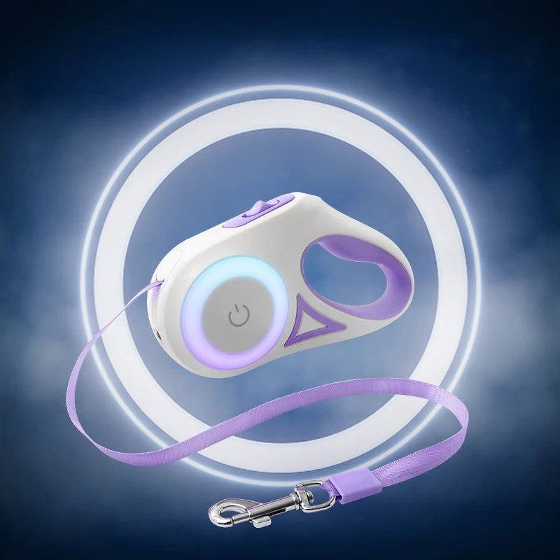 laisse enrouleur lumineuse avec lampe violet