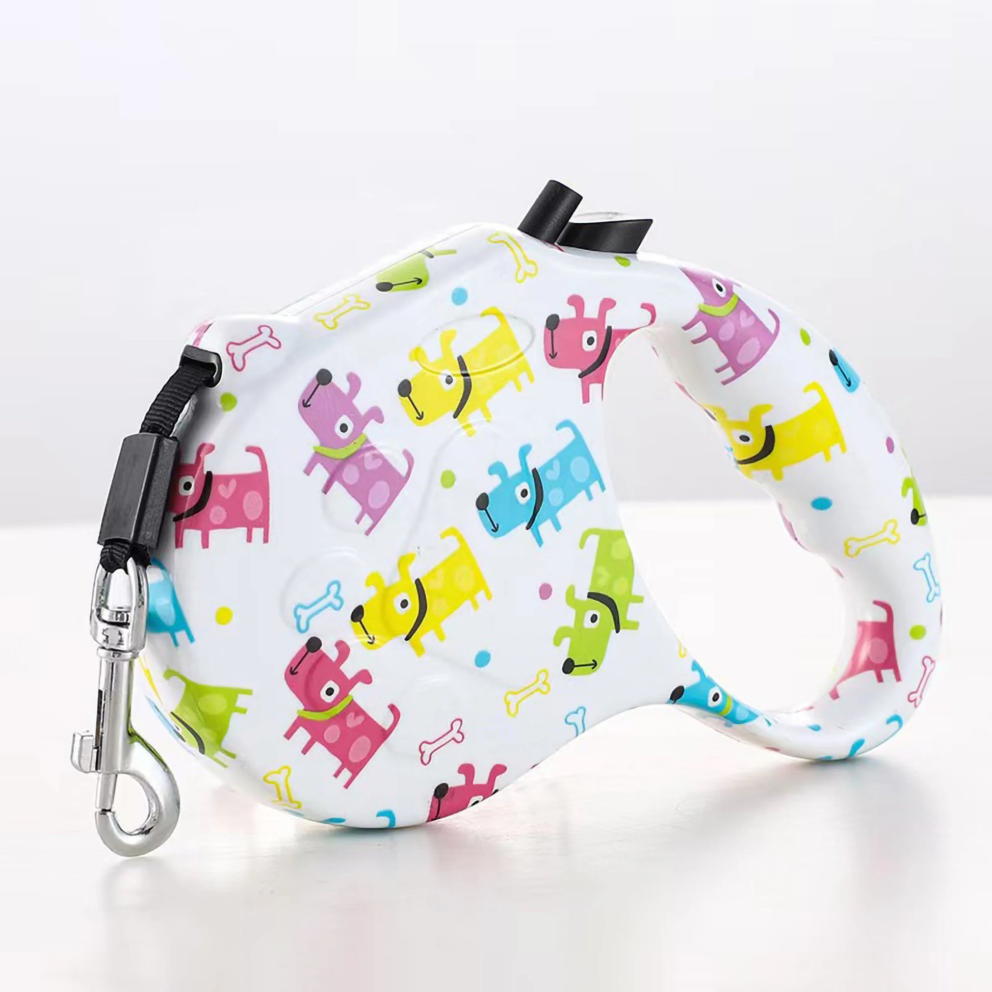 laisse enrouleur motif chien blanc