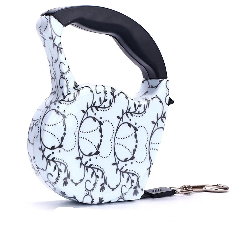 laisse enrouleur motifs branches noir et blanc