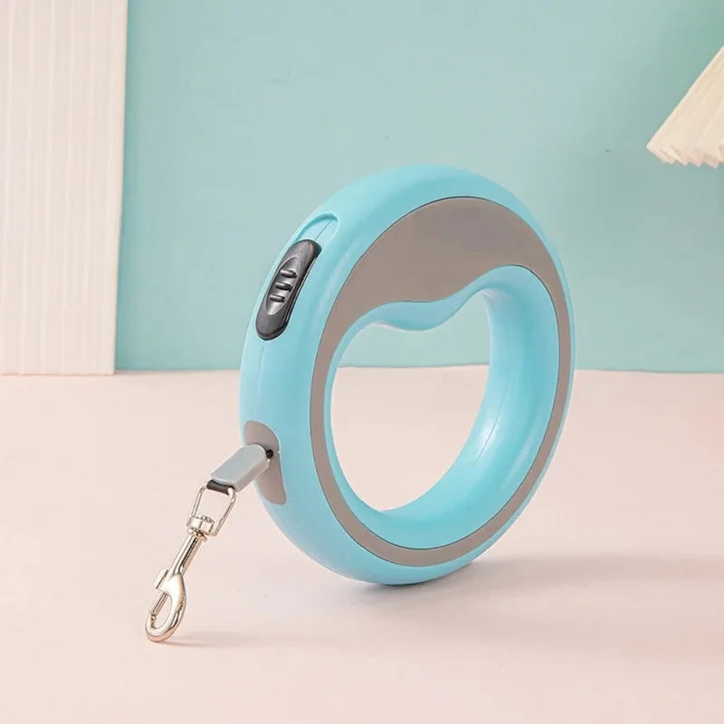 laisse enrouleur nylon design bleu