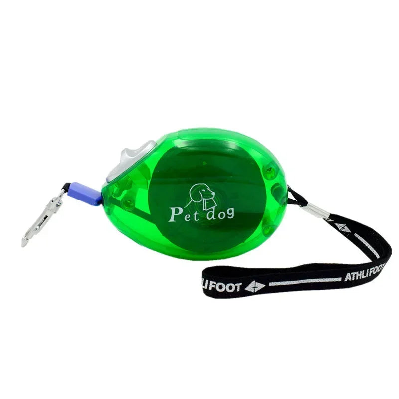 laisse enrouleur petit chien vert