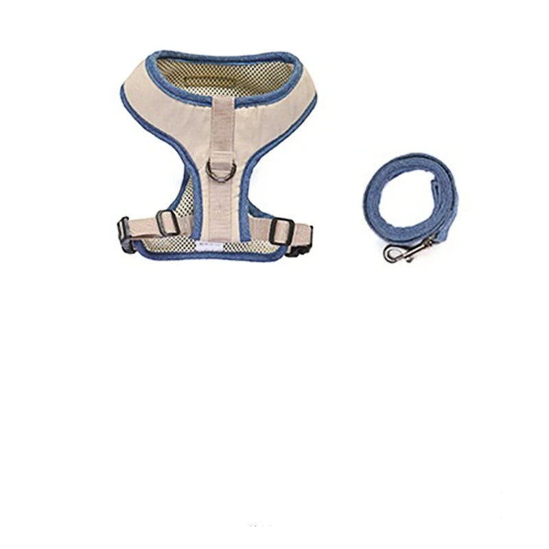 laisse et harnais couleurs beige denim