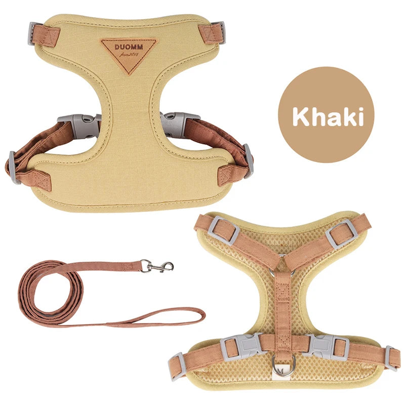 laisse et harnais pour petit chien nylon beige