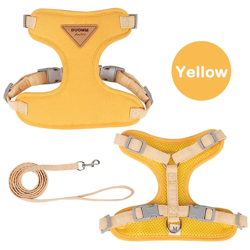 laisse et harnais pour petit chien nylon jaune