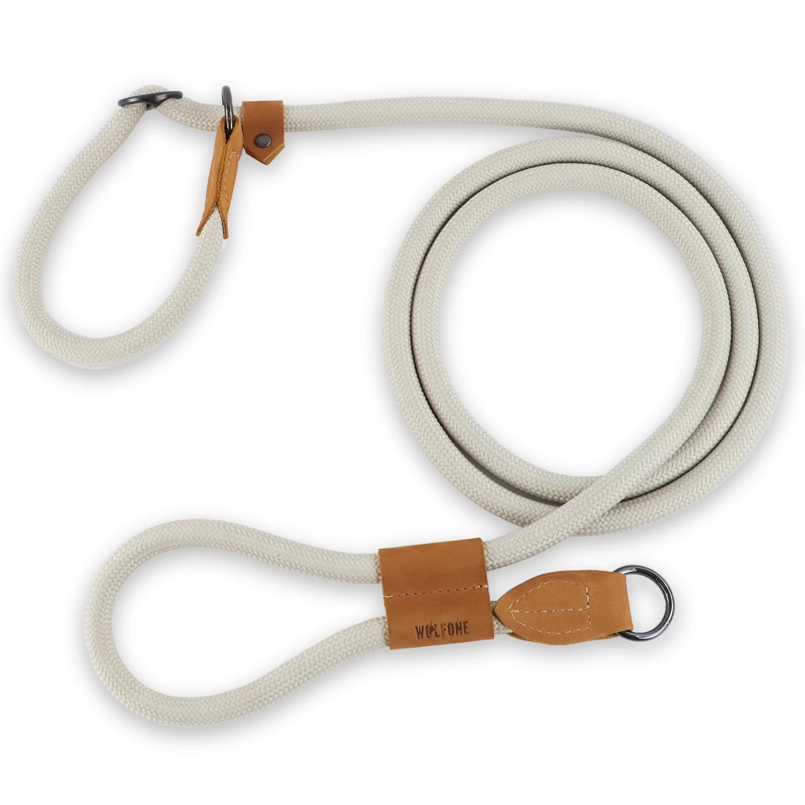 laisse lasso corde nylon mains libres blanc