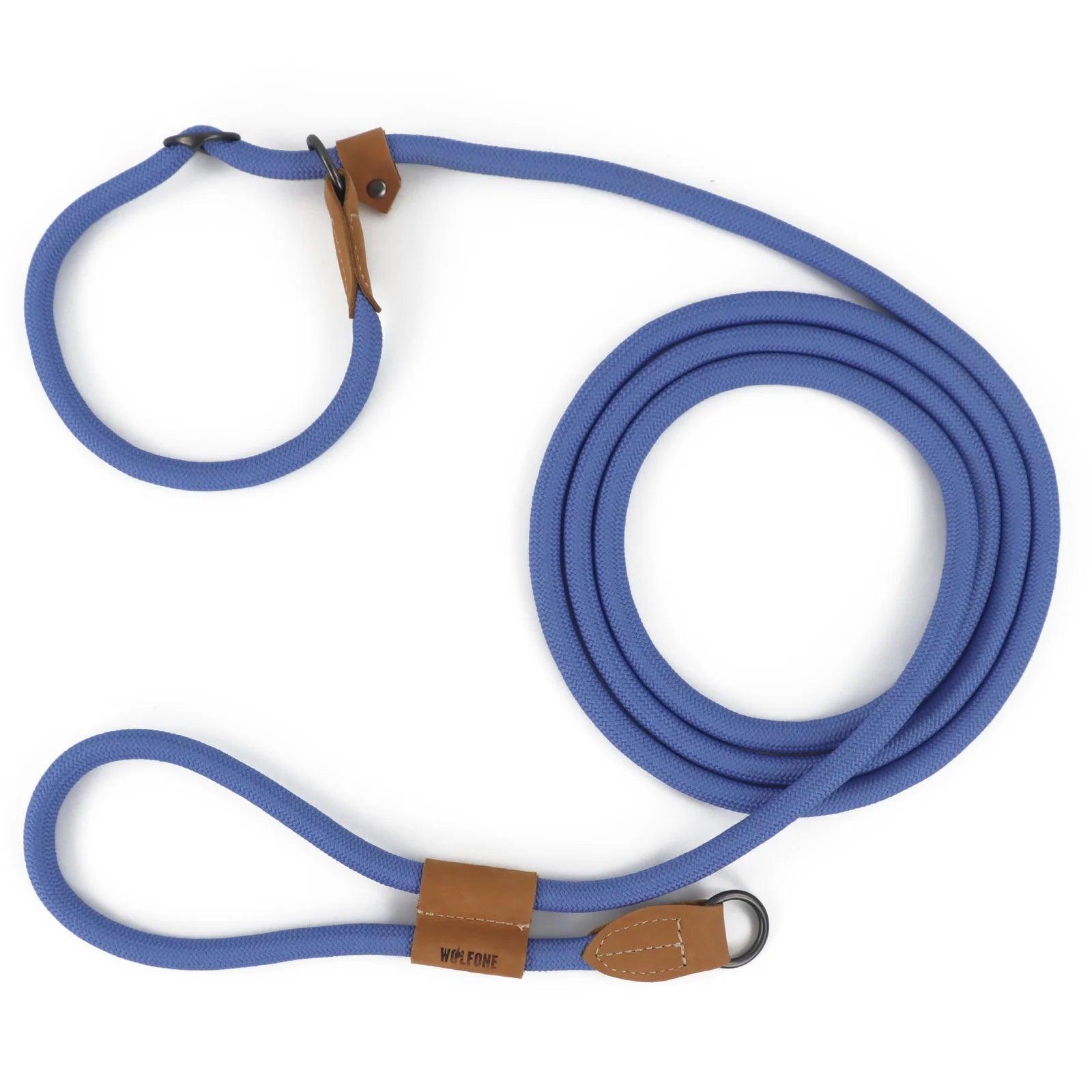 laisse lasso corde nylon mains libres bleu