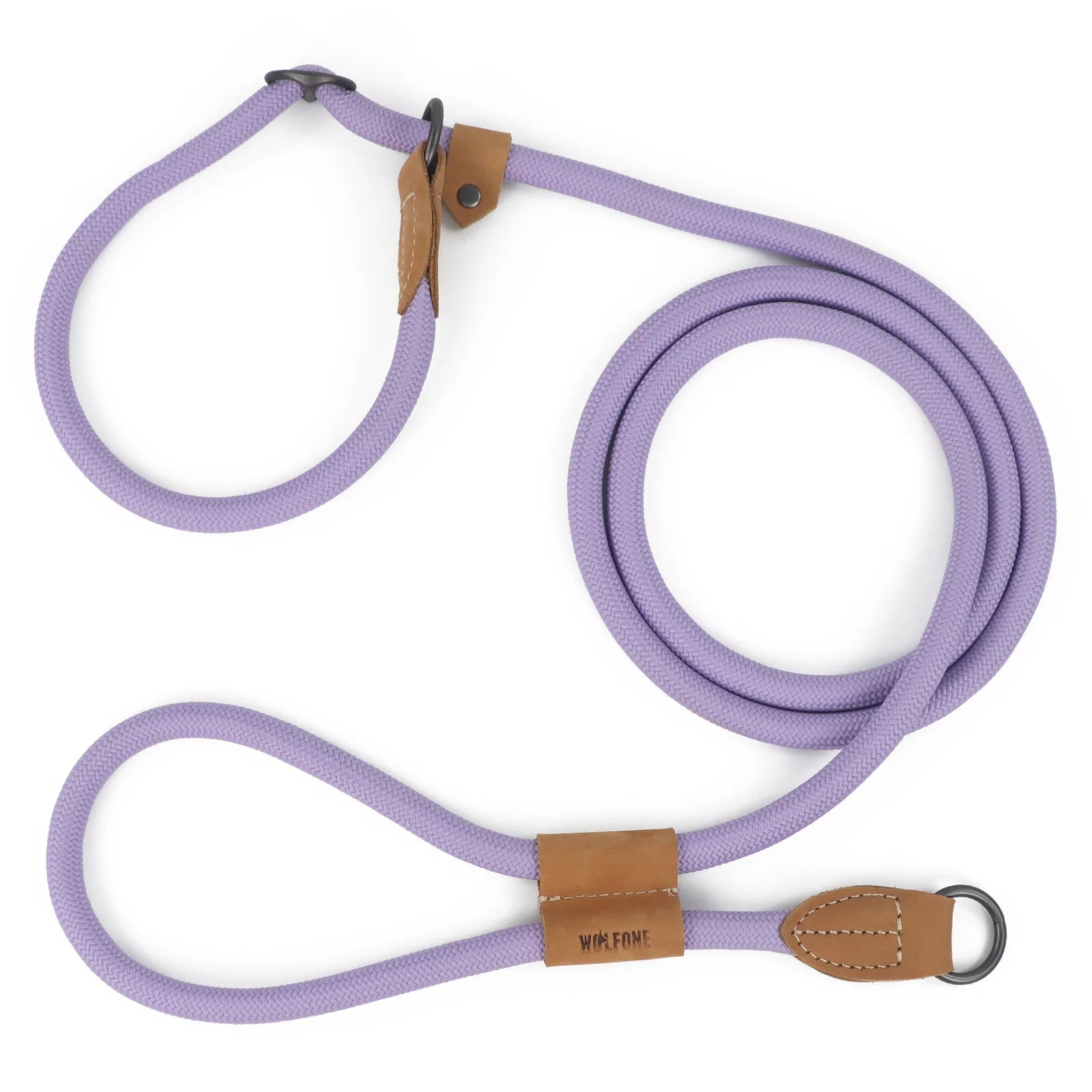laisse lasso corde nylon mains libres lila