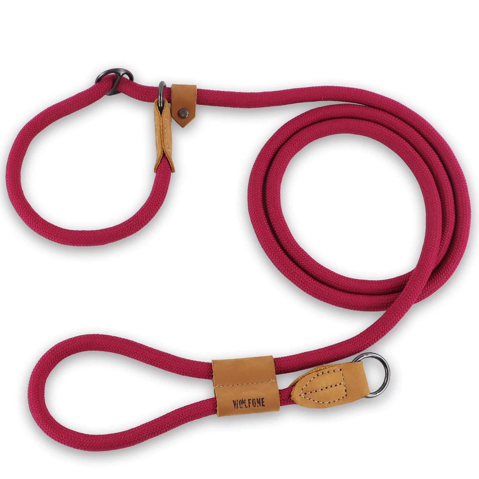 laisse lasso corde nylon mains libres rouge