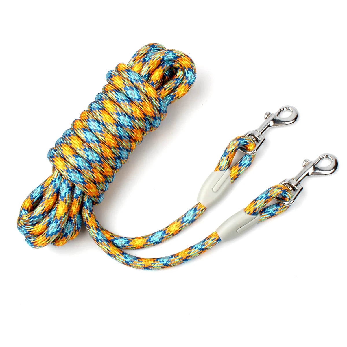 laisse longe réfléchissante orange et bleu