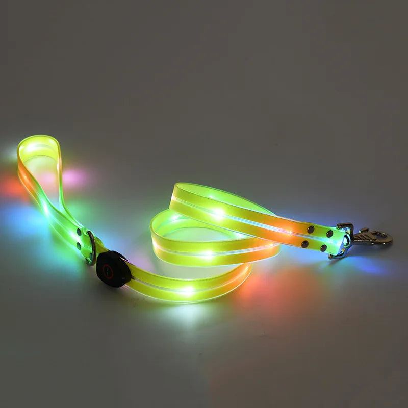 laisse lumineuse 1,20m jaune