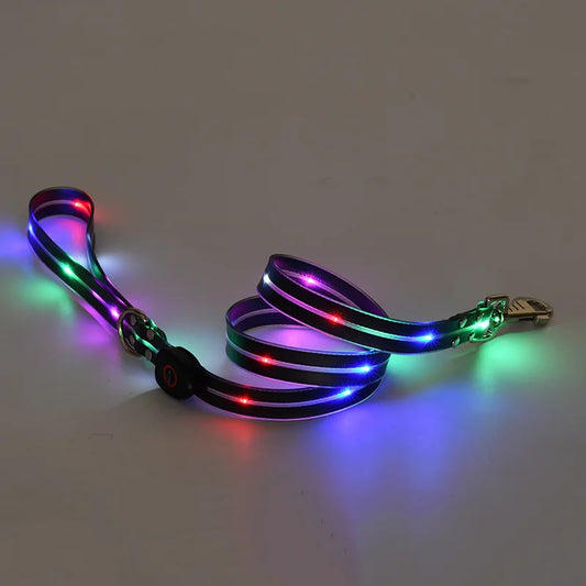 laisse lumineuse 1,20m noir