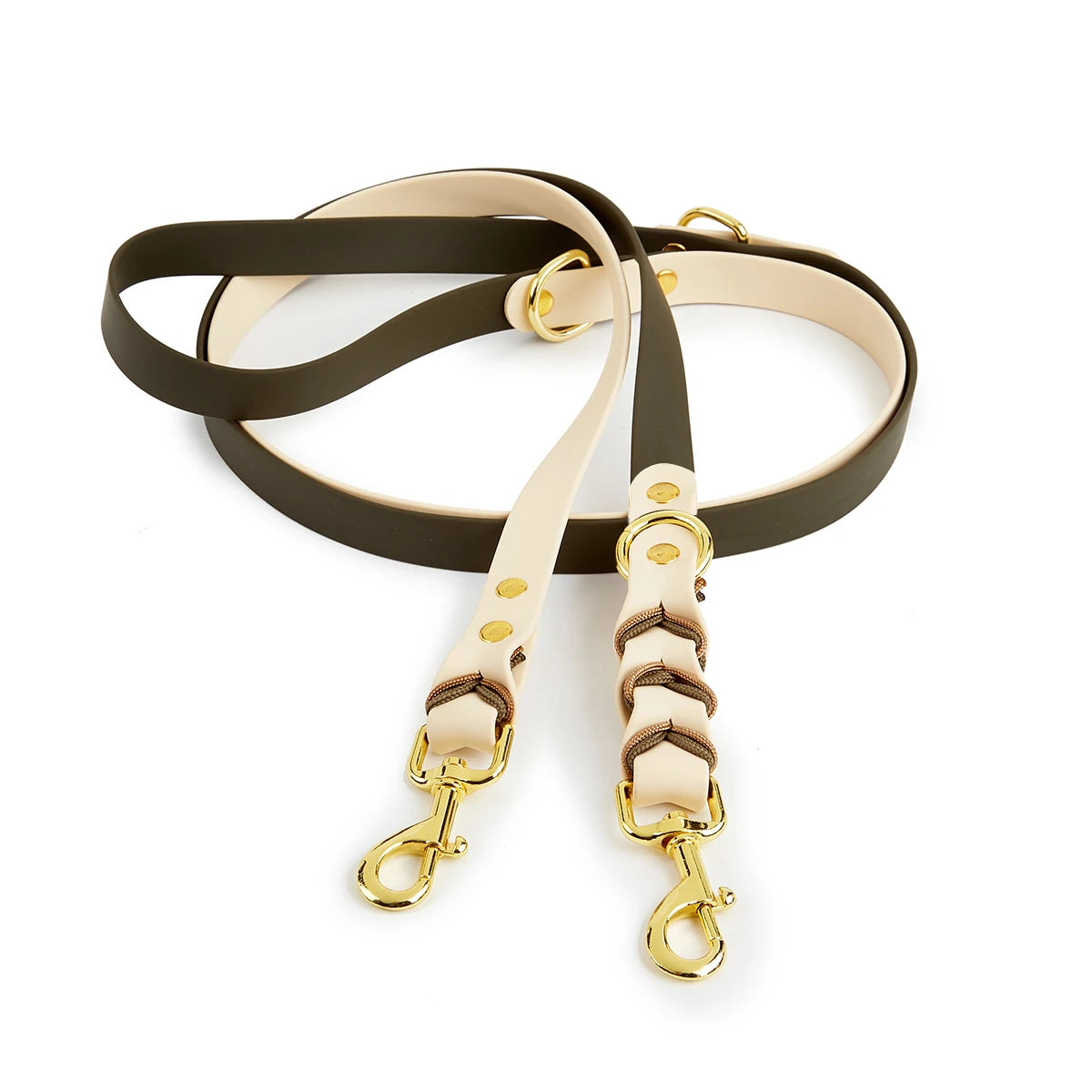 laisse mains libres PVC blanc et noir