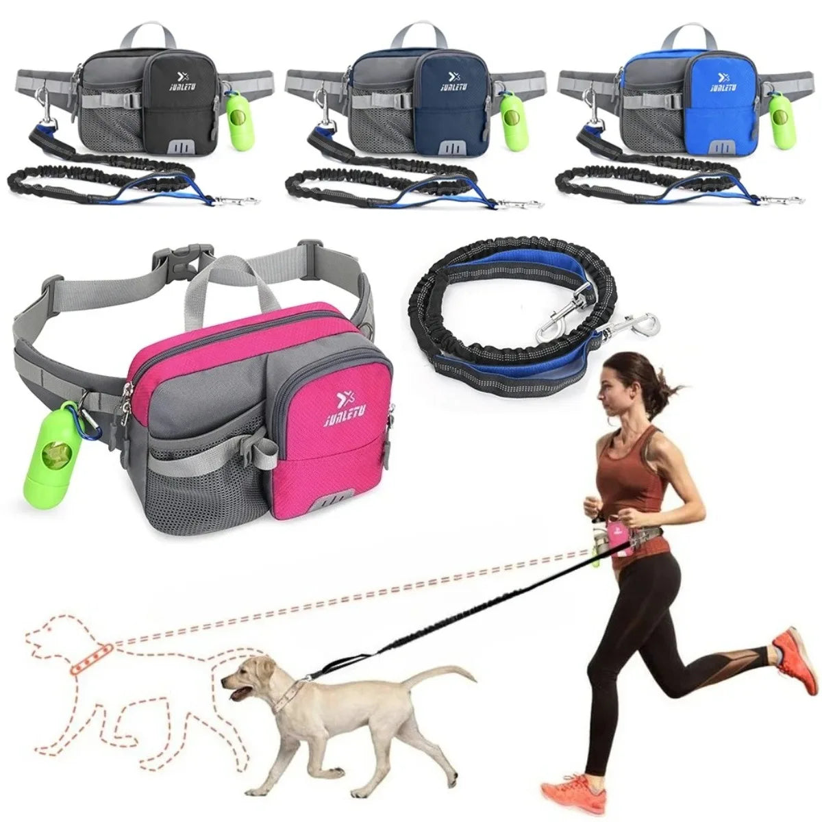 laisse mains libres avec sacoche pour courir
