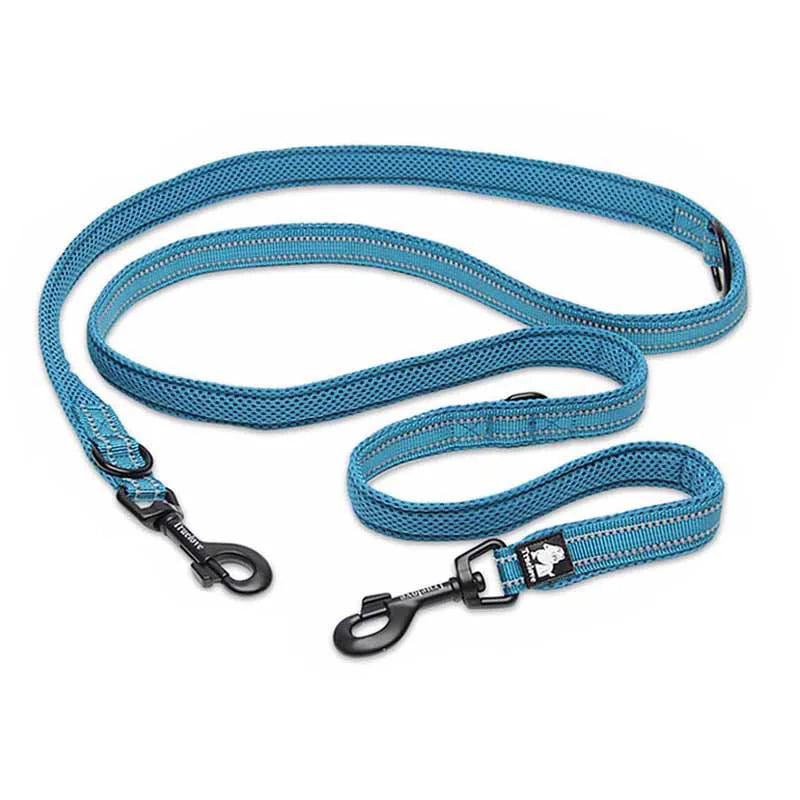 laisse mains libres ceinture de taille reflechissante pour courir bleu