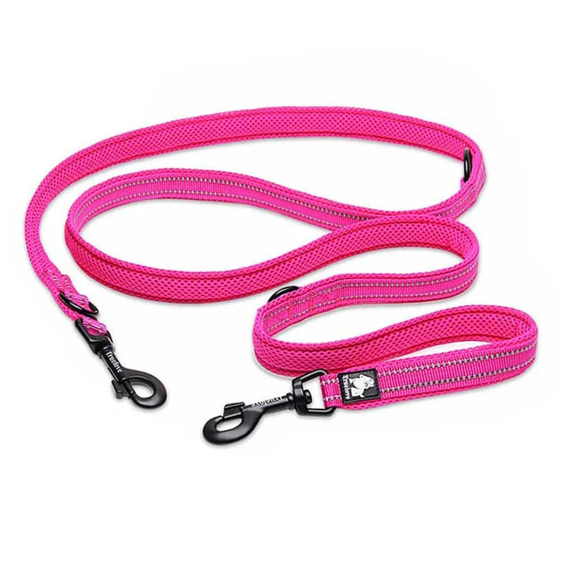 laisse mains libres ceinture de taille reflechissante pour courir fuchsia
