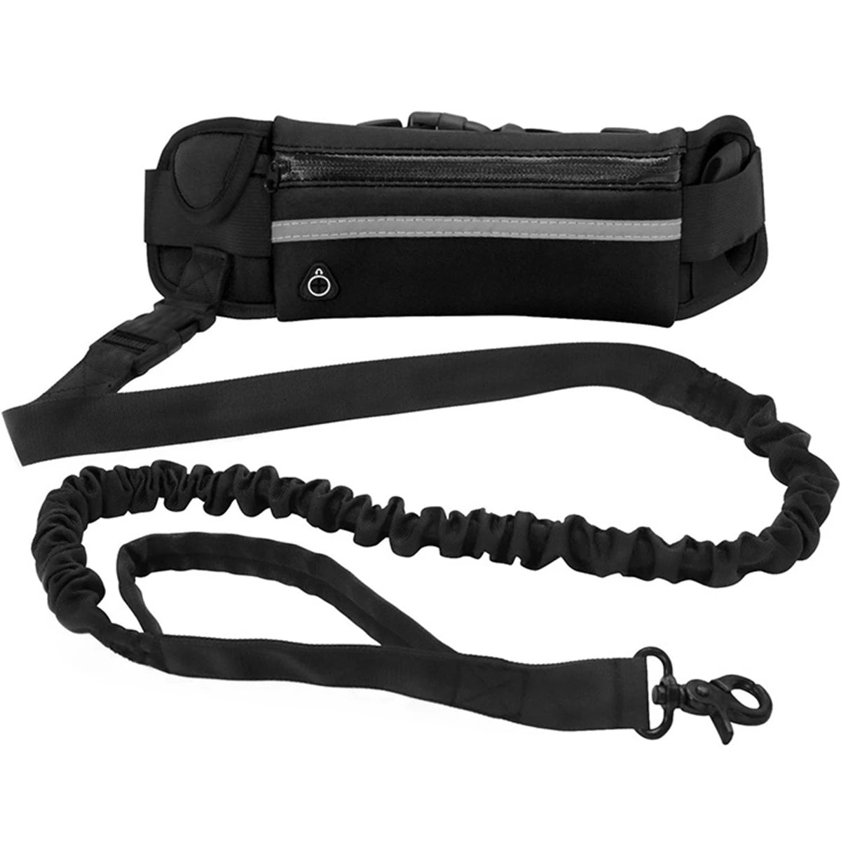 laisse mains libres elastique avec pochette noir