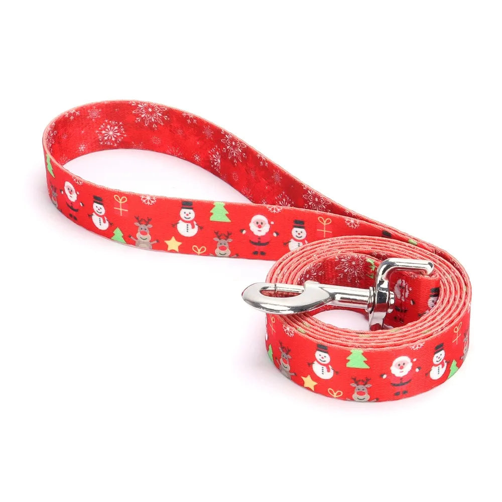 laisse nylon Noel bonhomme de neige rouge