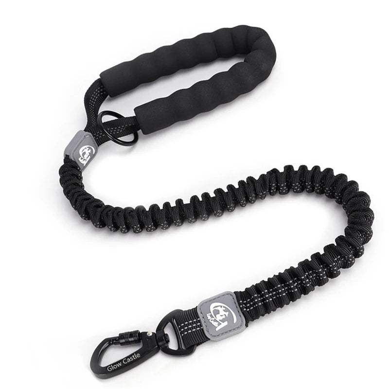 laisse nylon courte elastique poignee mousse noir
