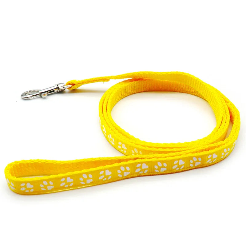 laisse nylon dessin pattes jaune