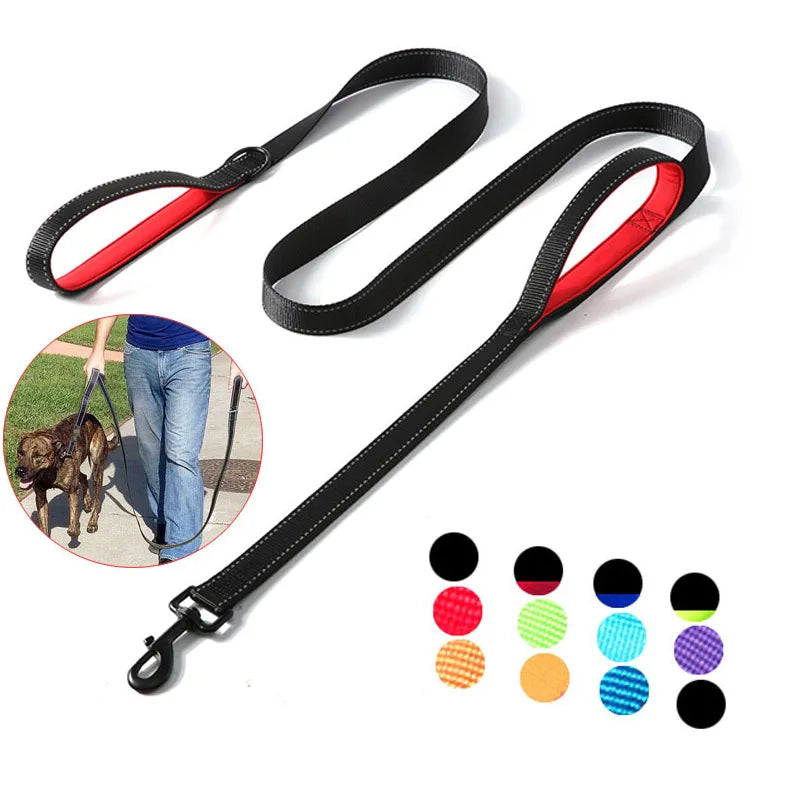 laisse nylon double poignee dressage