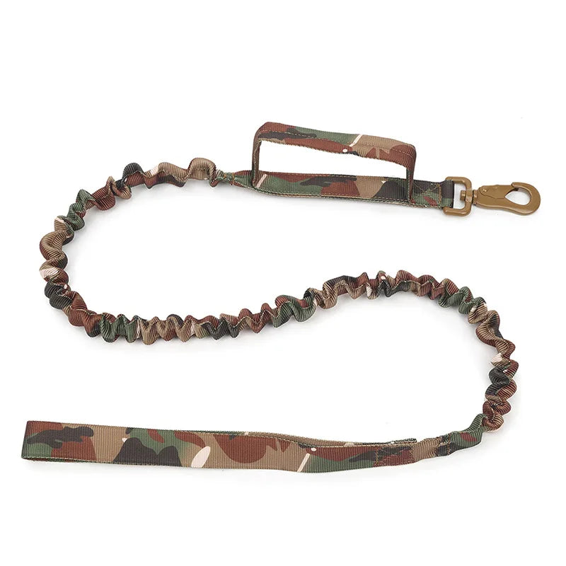laisse nylon double poignee elastique camouflage