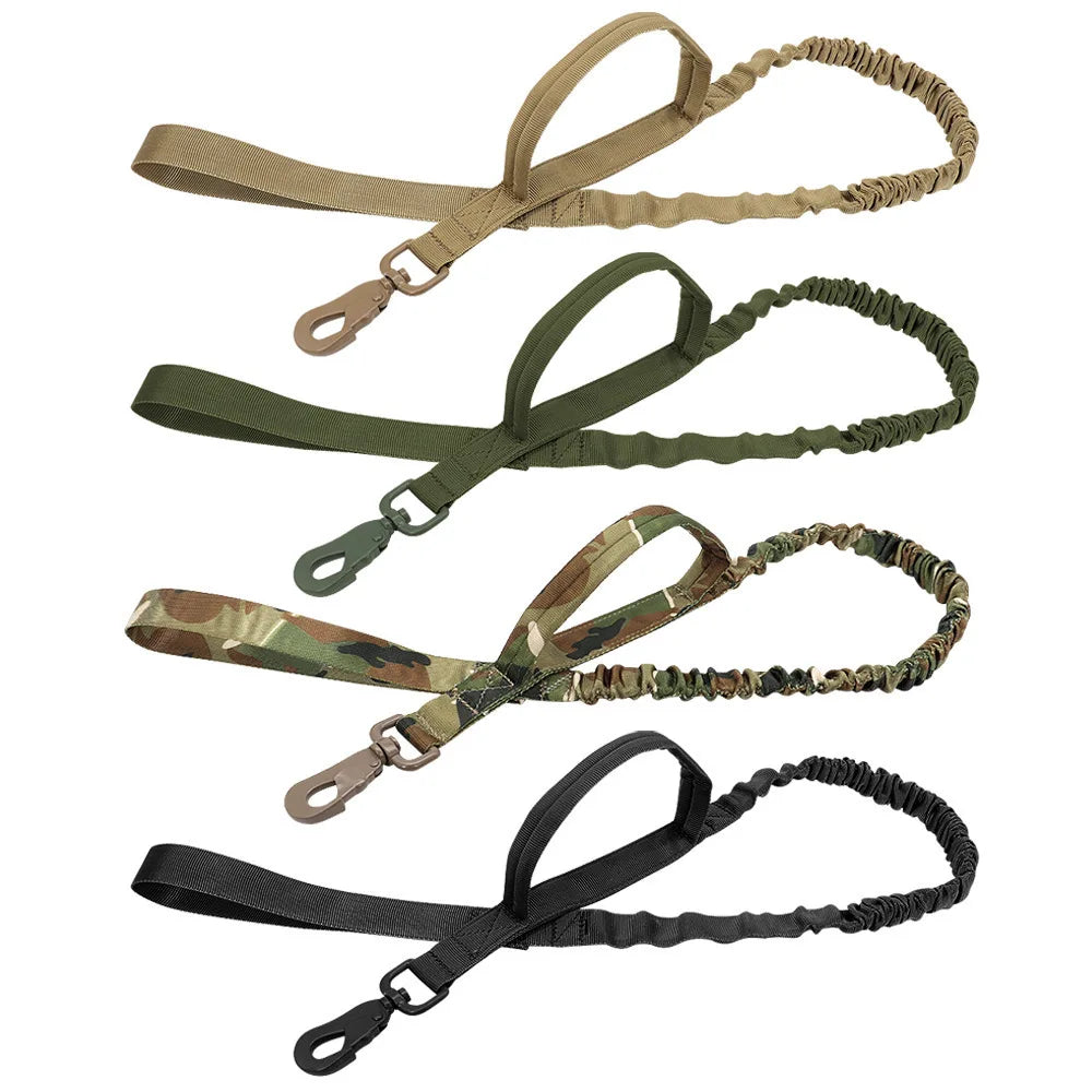 laisse nylon double poignee elastique militaire