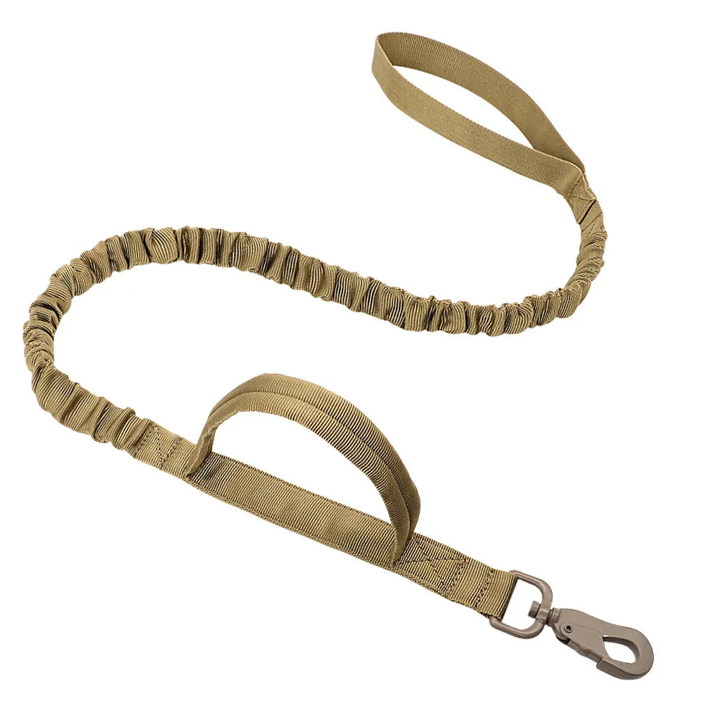 laisse nylon double poignee elastique militaire kaki