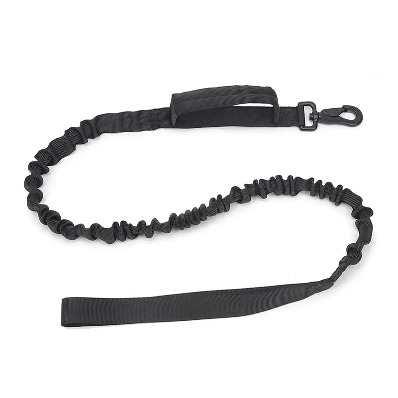 laisse nylon double poignee elastique noir