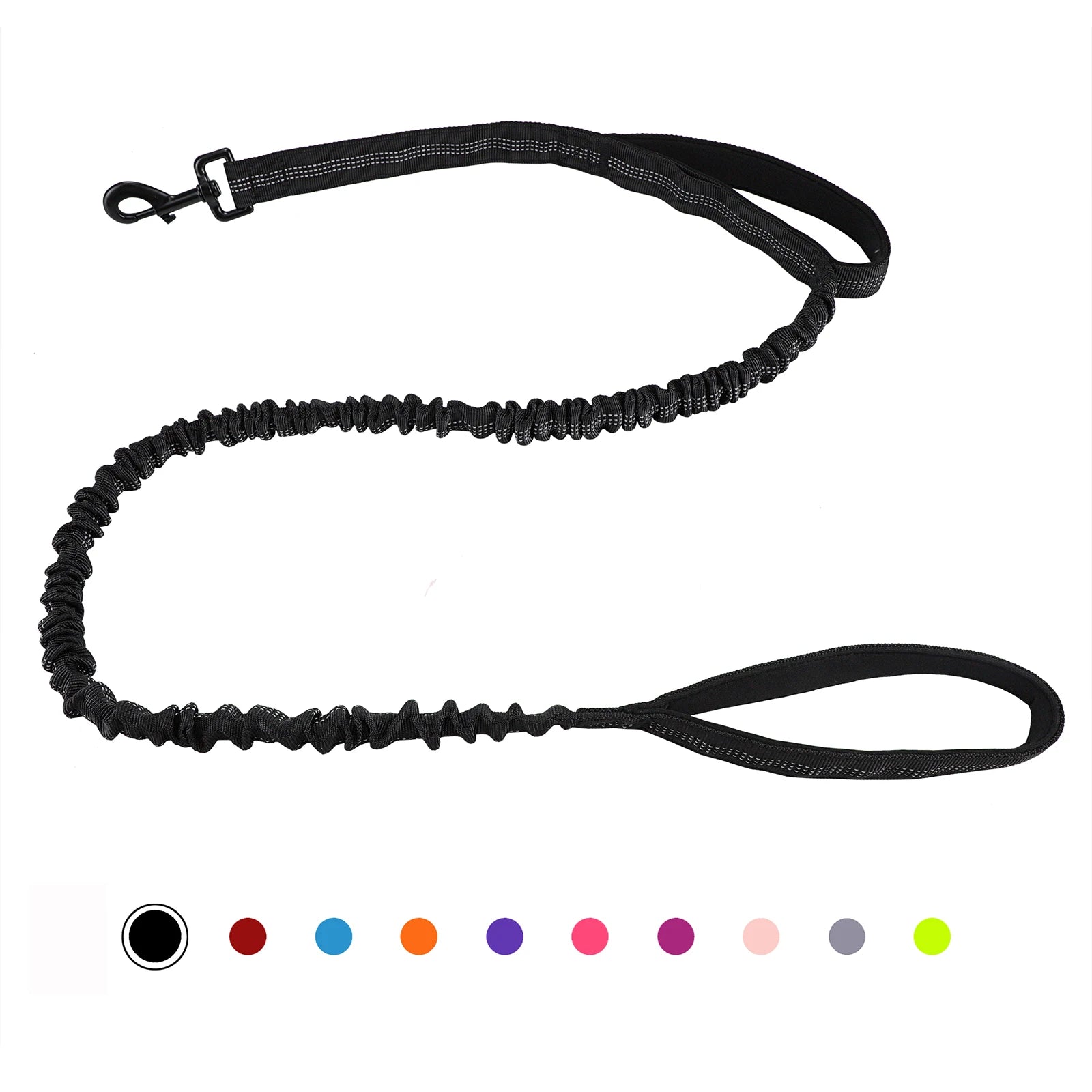 laisse nylon elastique double poignee noir