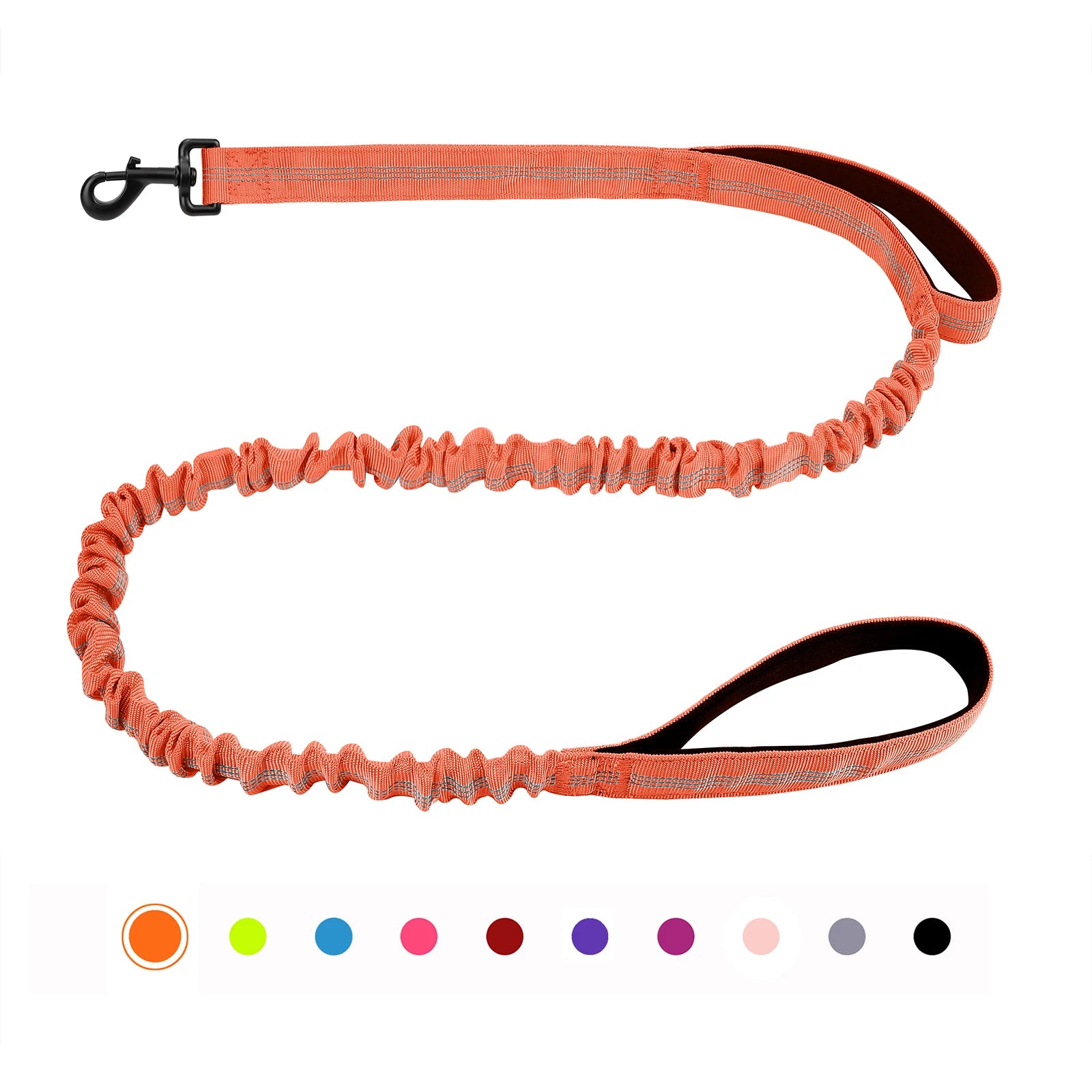 laisse nylon elastique double poignee orange