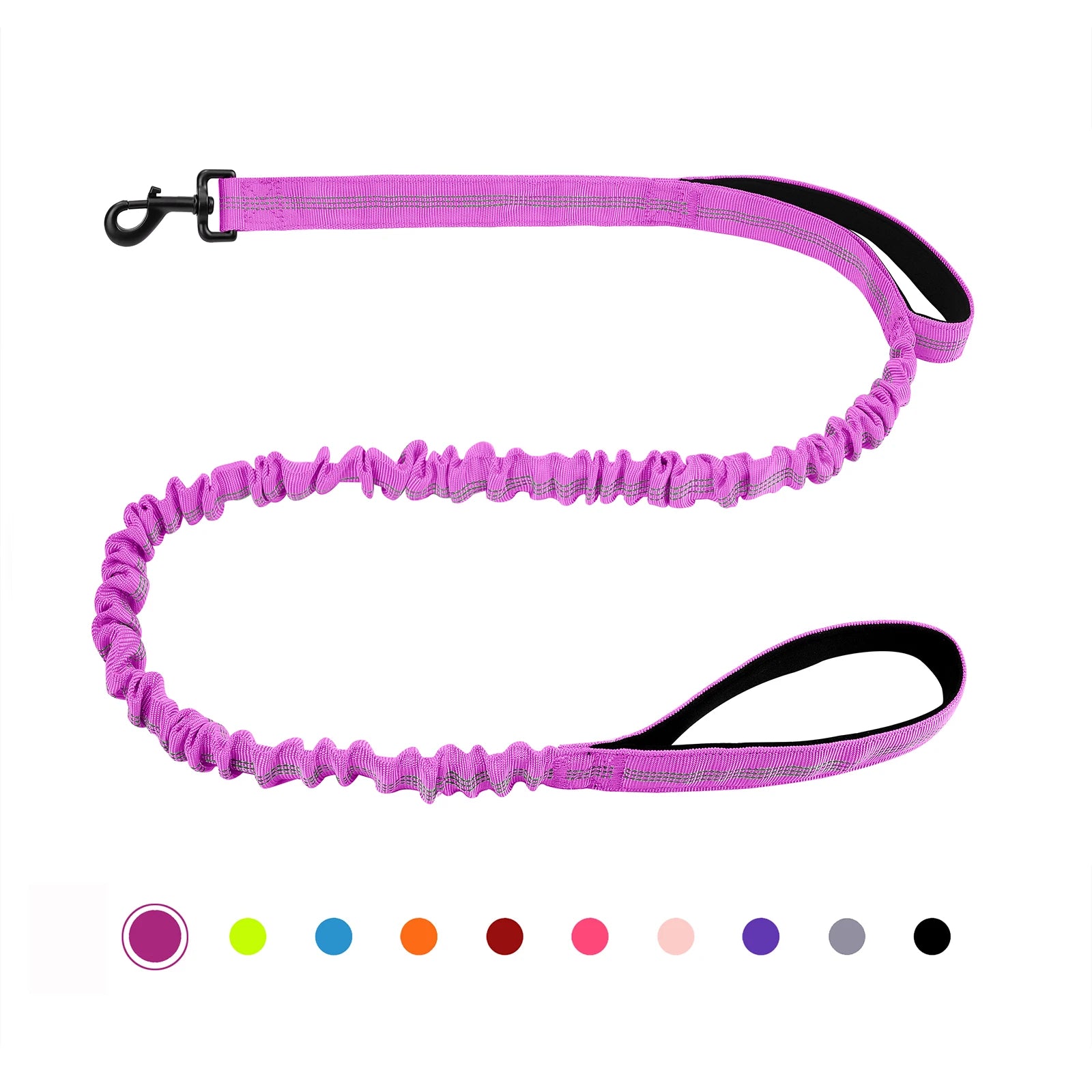 laisse nylon elastique double poignee violet