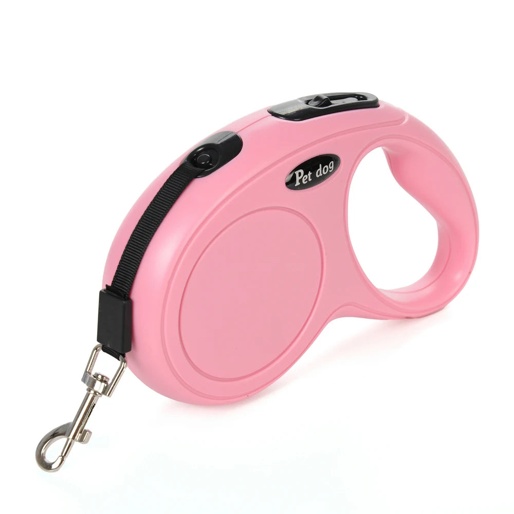 laisse nylon enrouleur rose