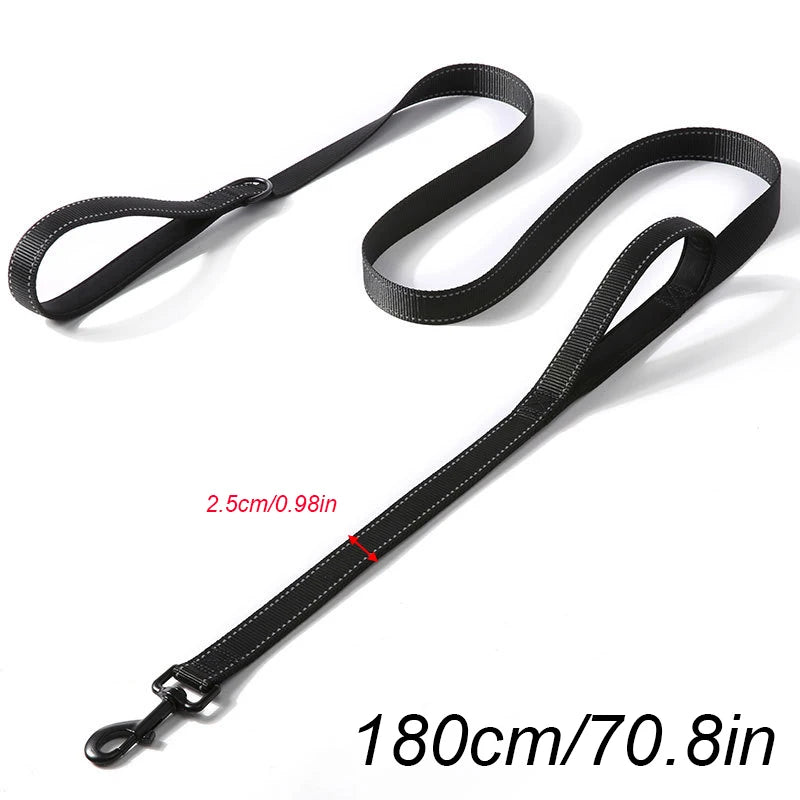laisse nylon entrainement double poignee noir