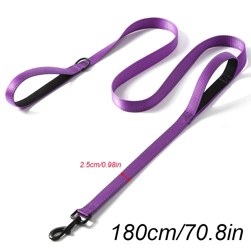 laisse nylon entrainement double poignee violet