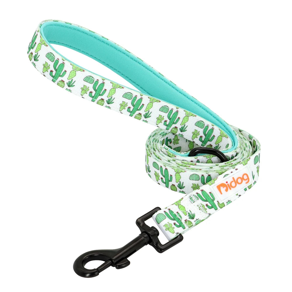 laisse nylon imprimee 1,50m vert cactus
