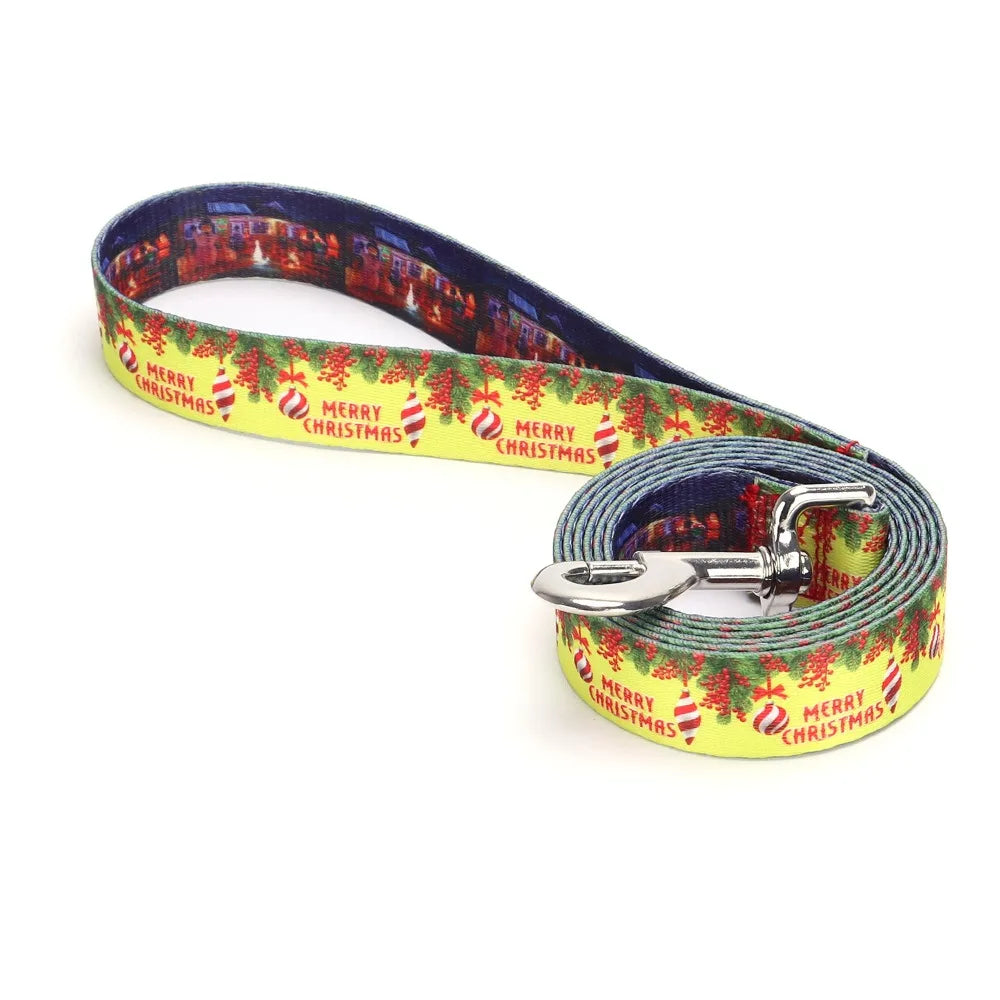 laisse nylon joyeux Noel jaune