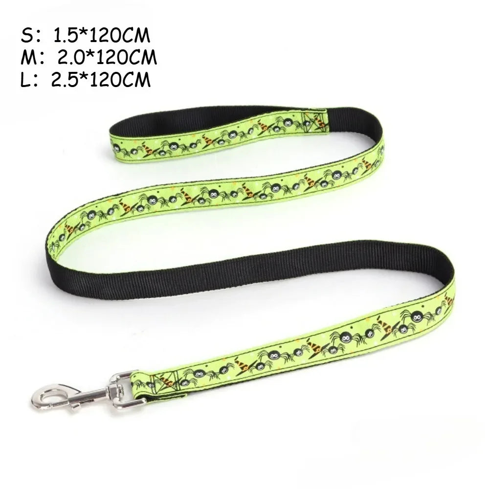 laisse nylon motif Halloween araignee