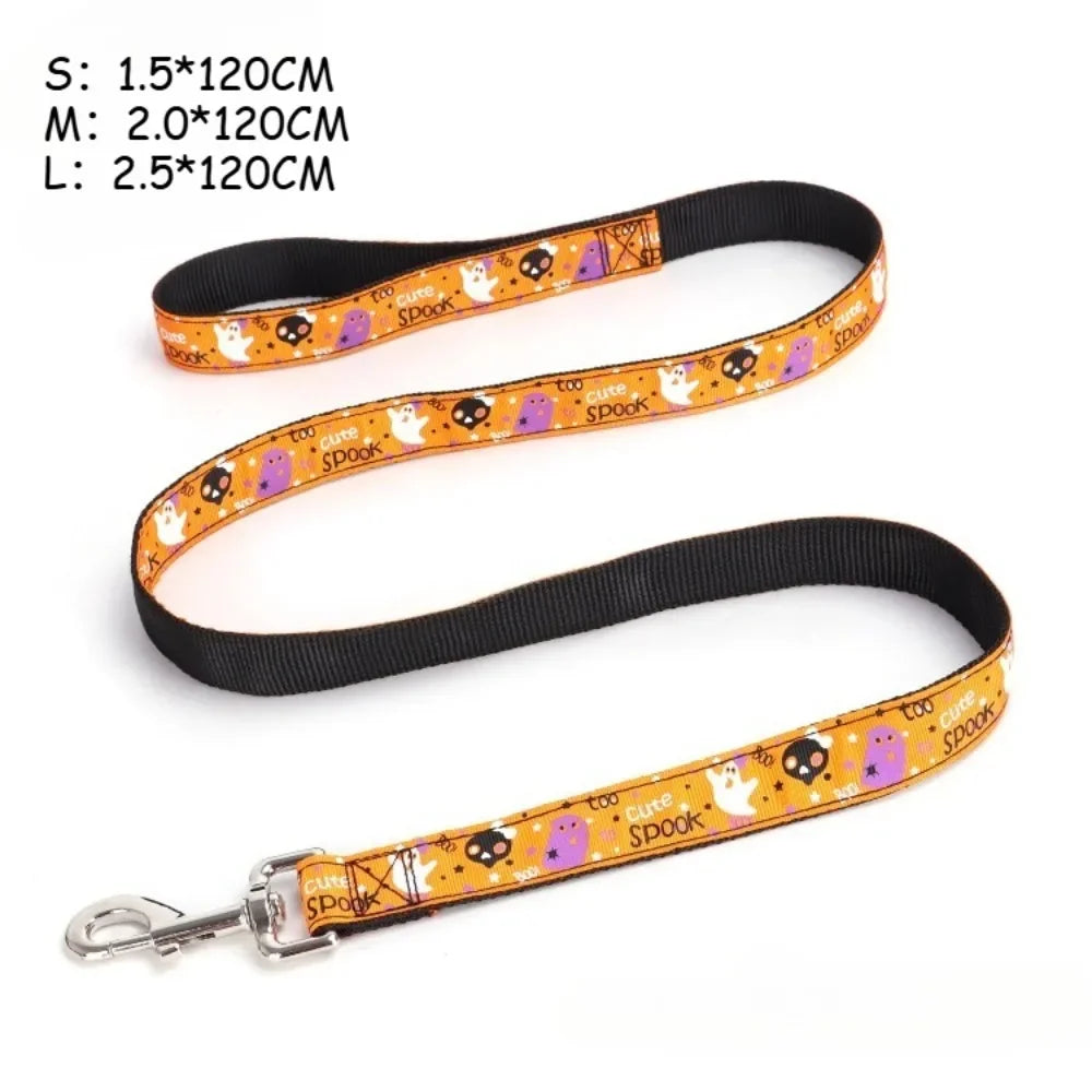 laisse nylon motif Halloween fantome