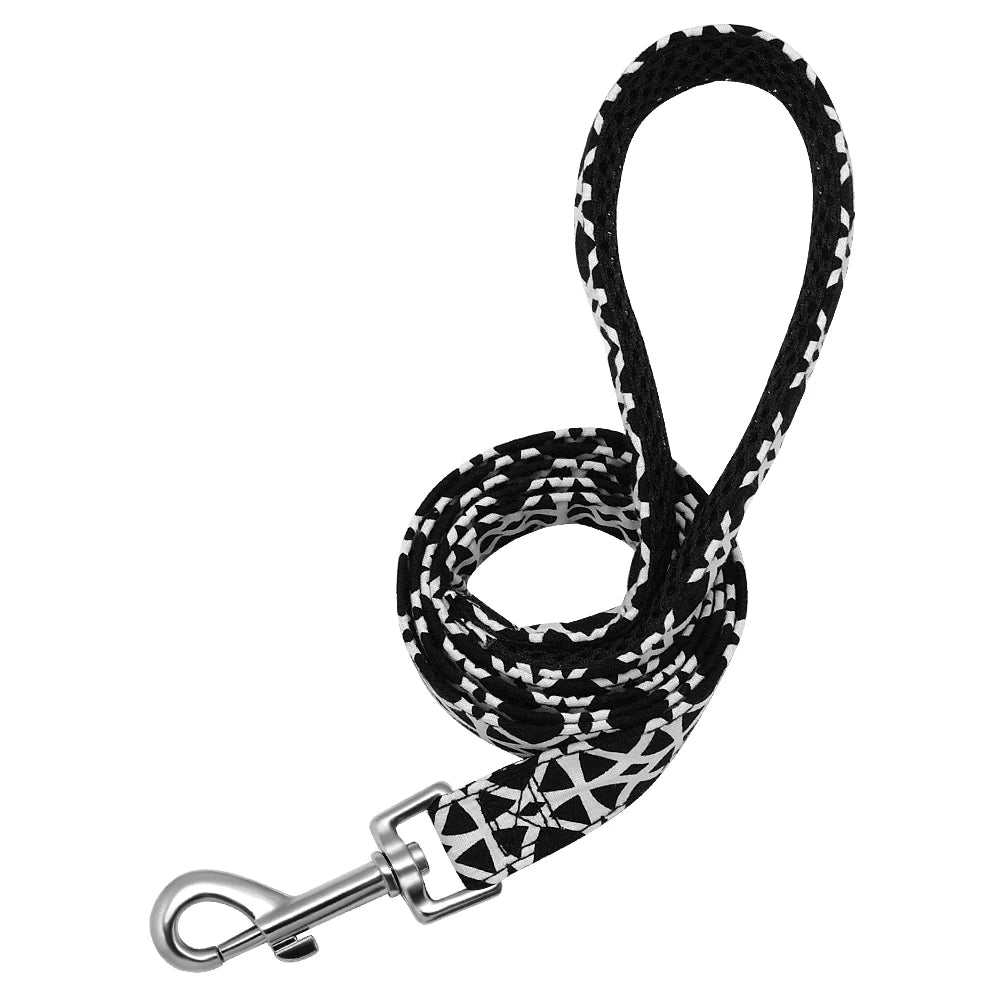 laisse nylon à motif noir et blanc