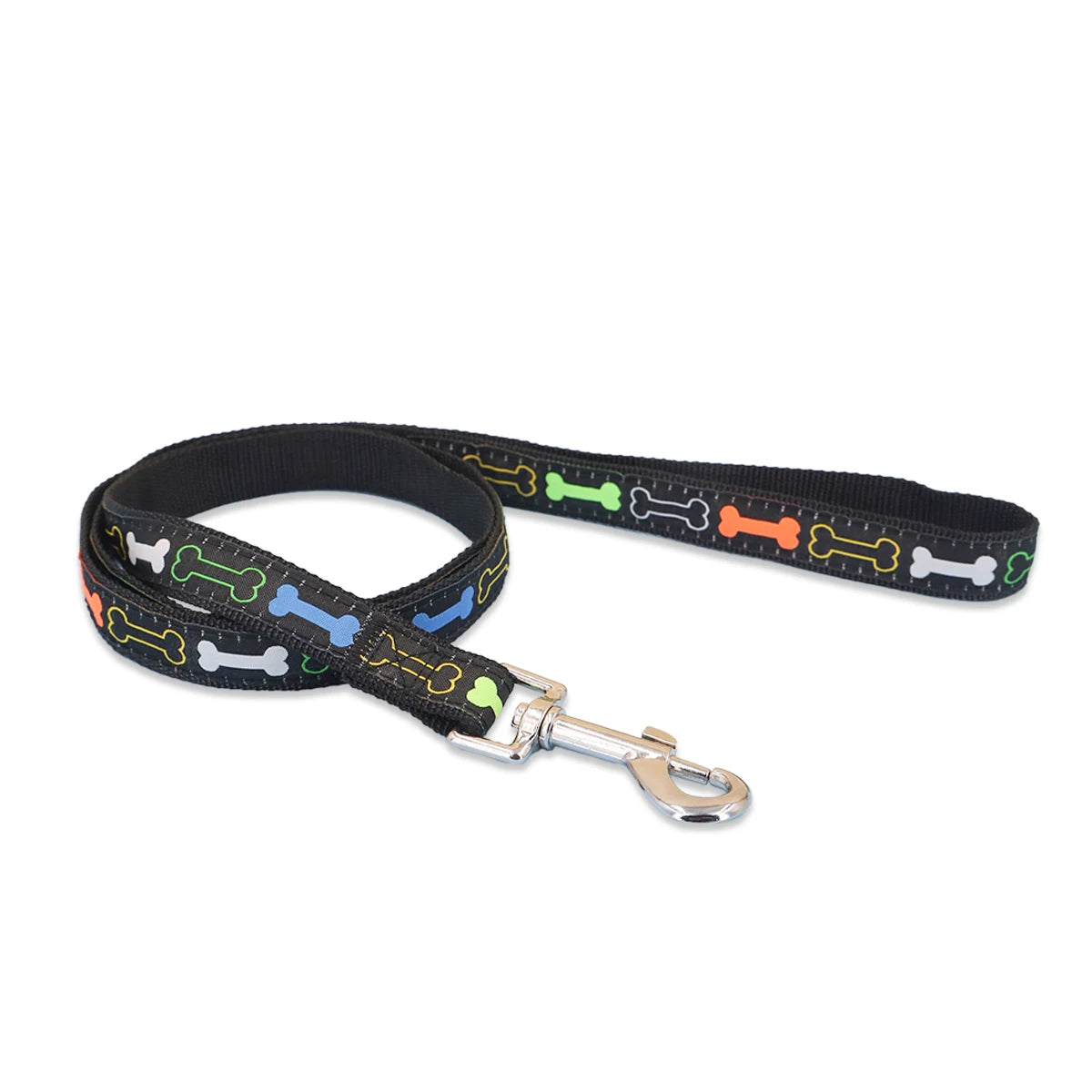 laisse nylon motif os noir