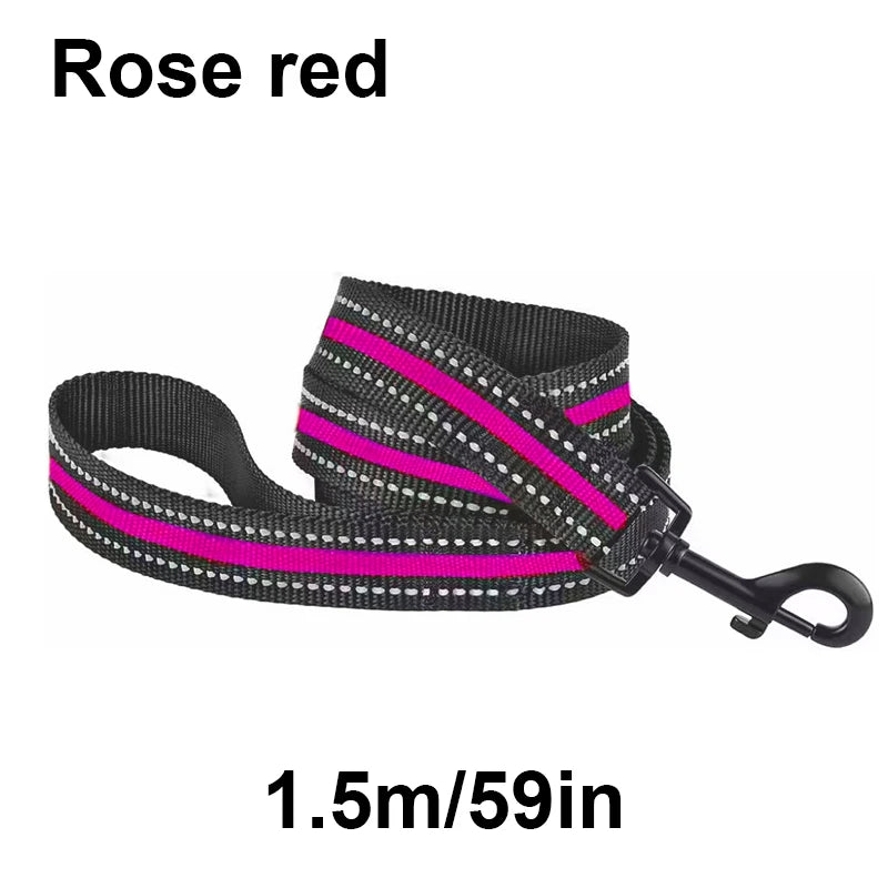 laisse nylon reflechissante fuchsia