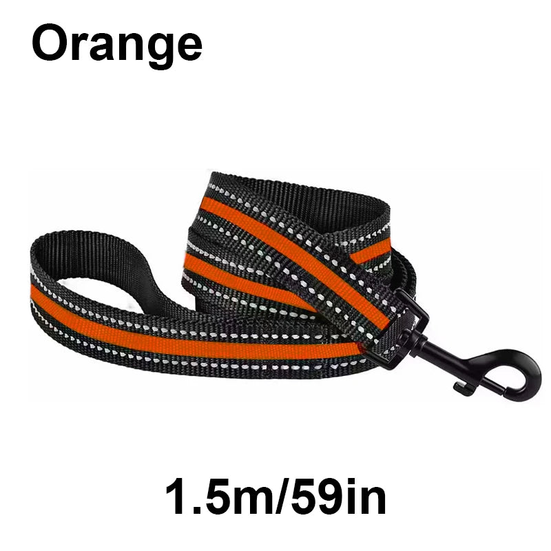 laisse nylon reflechissante orange