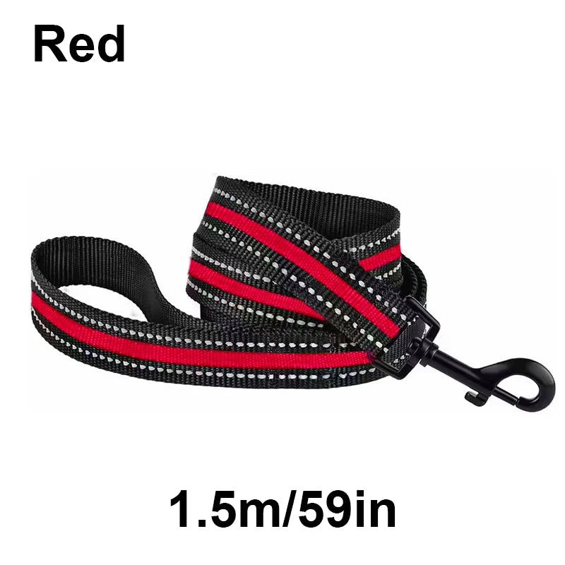laisse nylon reflechissante rouge