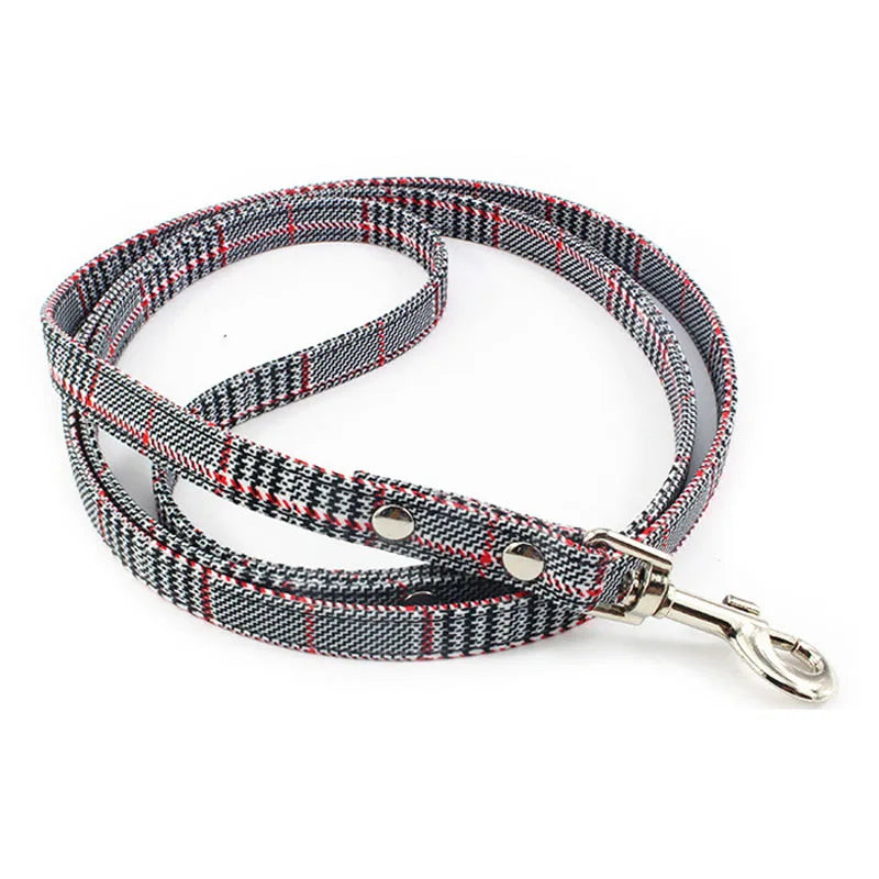 laisse retro 1,20m pied de poule noir